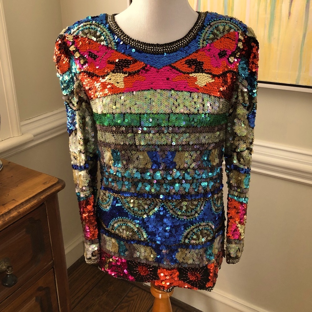 VINTAGE Sho MAX Sequin Top for the Holidays In Excellent Condition